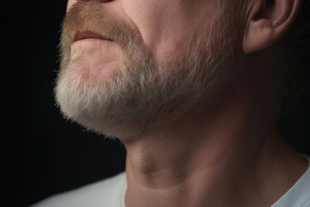 Close View: Man's Throat and Jawの素材