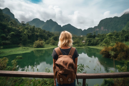 Adventurous Blonde Embracing Indonesia's Splendorの素材