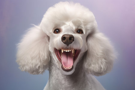 Happy Poodle on Soft Pastel Backgroundの素材
