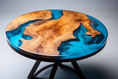 Rustic Elegance: Blue Epoxy Round Tableの素材