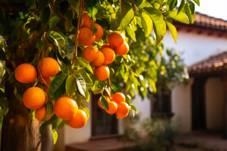 Scenic Spanish Citrus Grove in Full Bloomの素材