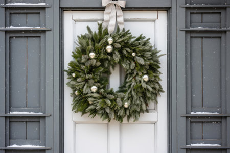 Charming Christmas Welcome: White Door Wreathの素材