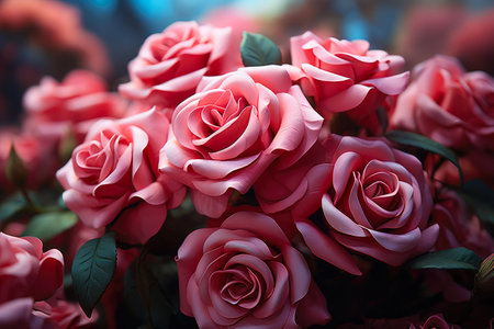 Lush Rose Garden on Pink Canvasの素材