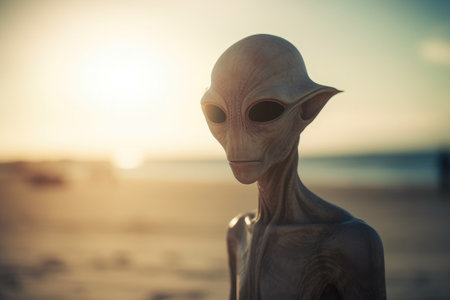 Alien Serenity: Closeup Encounter in a Beach Paradiseの素材