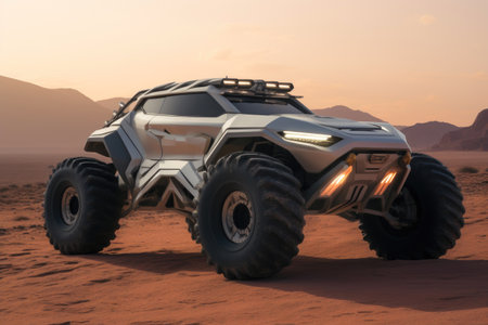 Off-Grid Adventure: Hydrogen Vehicle Conquering Desert Terrainの素材