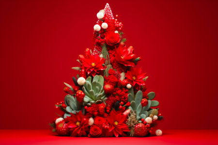 Elegant Cactus Christmas: Vibrant Red Ornamentsの素材