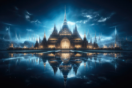 Thai Temple Art on Gradient Backgroundの素材