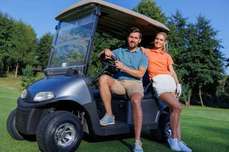 Adventurous Golf Cart Journeyの写真素材