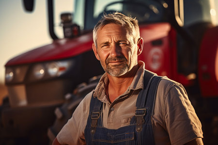 Rural Bliss: Farmer Embracing Harvestの素材