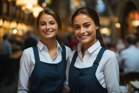 Diverse Waitstaff Harmony in Restaurantの素材