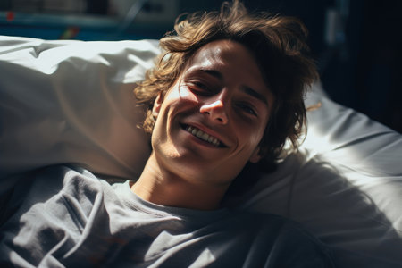 Hospitalized Man Battling Sicknessの素材