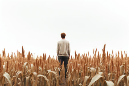 Harmony with Nature: Man in Sorghum Fieldの素材
