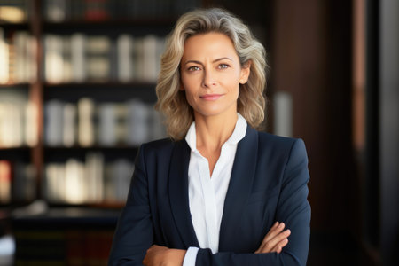 Vibrant Professionalism: Senior Attorney in Sunlit Officeの素材