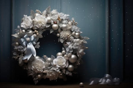 Elegant Silver Wreath: Festive Minimalismの素材