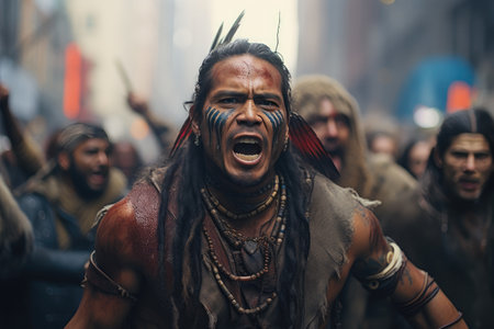 Passionate Native American Protesters Demand Justiceの素材