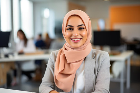Smiling Arab Psychologist in Officeの素材