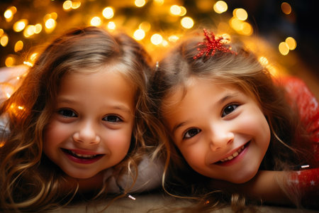 Holiday Cheer: Sisters Sharing Merry Momentsの素材