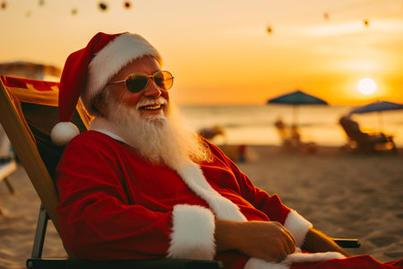 Santa's Sunset Serenity by the Seashoreの素材