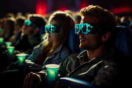 Shocked Spectators at 3D Movieの素材