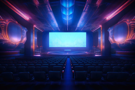 Cinematic Glow: Neon Movie Theater Magicの素材