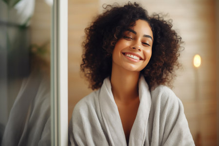 Radiant Multiracial Woman Embracing Self-Careの素材