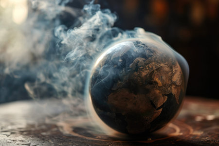 Pollution's Embrace: A Globe Wrapped in White Veilsの素材