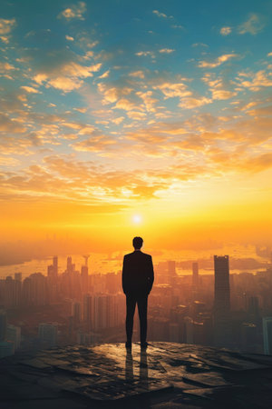 New Horizons Grasped by Ambitious Businessmanの素材