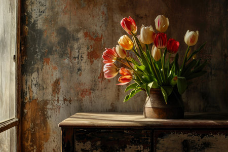 Elegant Tulip Stems Gracing Furnitureの素材