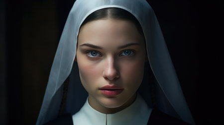 Divine Elegance: Frontal View of Nun Sisterの素材