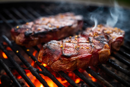 Sizzling Beef Rib Roast Over Glowing Coalsの素材