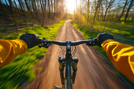 Vivid Spring Cycling: Capturing Nature's Actionの素材