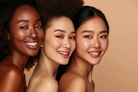 Spa Bliss: Asian and African Beauties Embrace Natural Beautyの素材