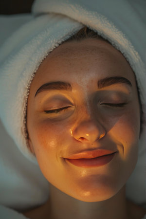 Golden Wellness: A Woman's Joyful Spa Experienceの素材