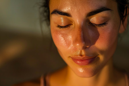 Serene Rejuvenation: Graceful Woman in Afternoon Glowの素材
