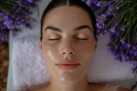 Late Afternoon Radiance: A Woman's Facial Serenityの素材