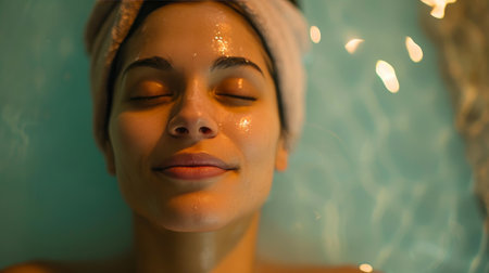 Golden Glow Wellness: Woman's Peaceful Retreatの素材