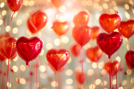 Love in the Air: Heart-Filled Balloon Backgroundの素材