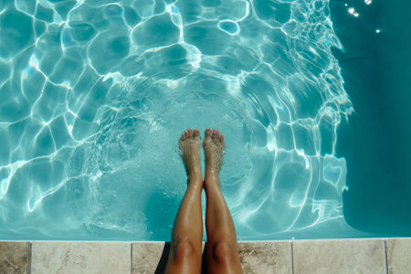 Poolside Solace: Submerged Feminine Limbの素材