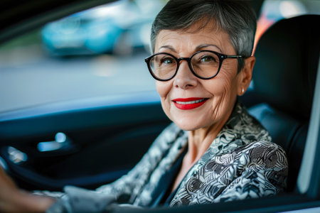 Smiling Senior Professional in Carの素材