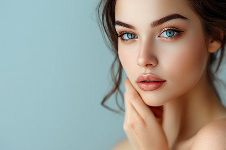 Chic and Charismatic: A Woman's Allure in a Light Backgroundの素材