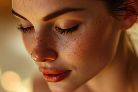 Golden Hour Glow: Spa Woman's Radiant Portraitの素材