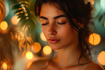 Golden Hour Glow: Serene Spa Portraitの素材