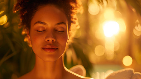 Ethereal Spa Escape: Woman in the Golden Huesの素材