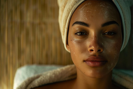 Morning Glow: Spa Woman's Radiant Portraitの素材