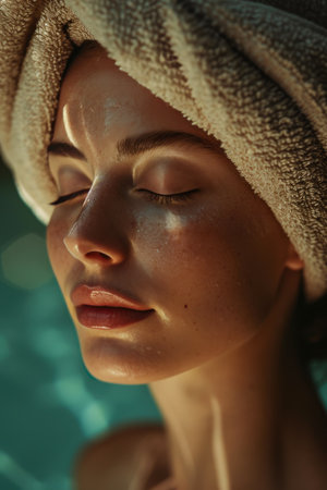 Serene Beauty: Spa Goddess in Natural Lightの素材