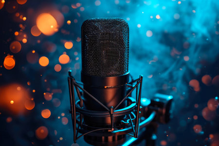 Dynamic Esports Mic: Vibrant Colors on a Clean Canvasの素材