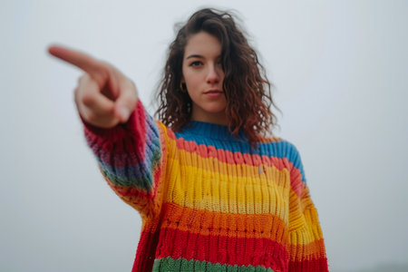 Chillwave Chic: Rainbow Sweater Lady Pointingの素材