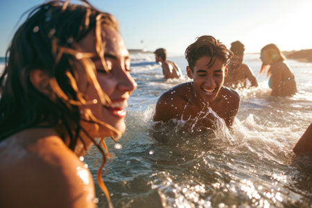 Carefree Coastal Playtime for Diverse Friendsの素材