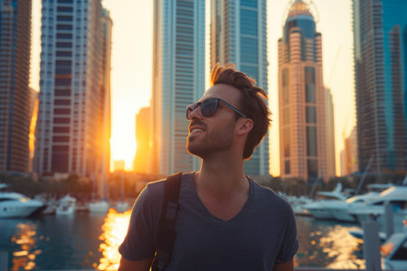 Urban Twilight Magic: Young Faces in Dubai's Evening Huesの素材