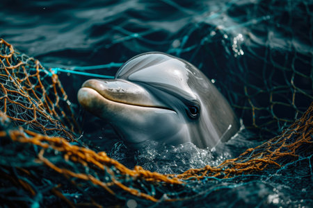 Environmental Urgency: Dolphin in Plastic Netの素材